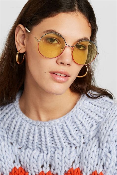 gucci round frame gold sunglasses|gucci sunglasses for round face.